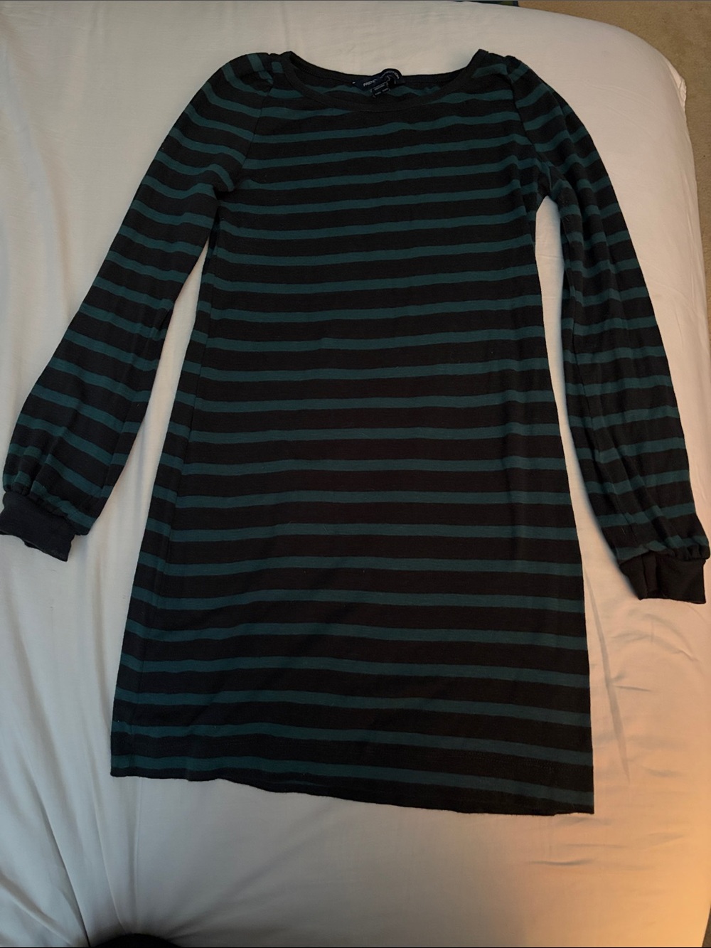 French Connection striped long sleeve cotton dress